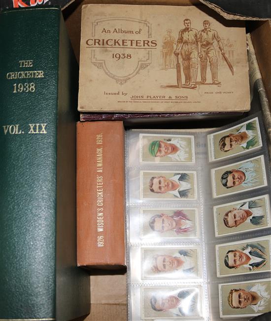 Wisden 1926, cigarette cards 1934 & 1938, cricket pre-war memorabilia - Surrey